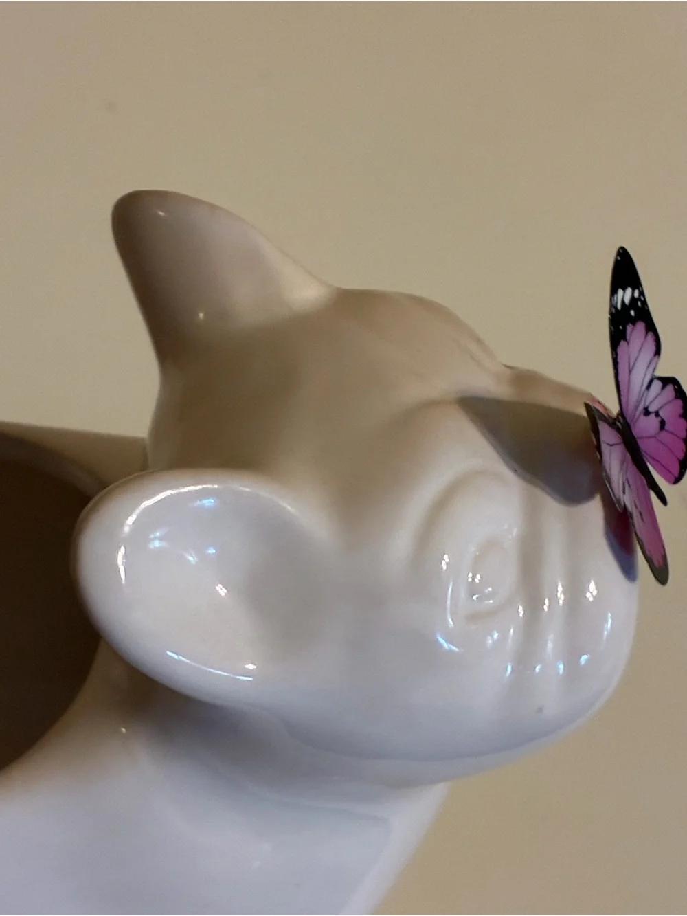 Spritz White Ceramic French Bulldog Vase with Pink Butterfly Accent